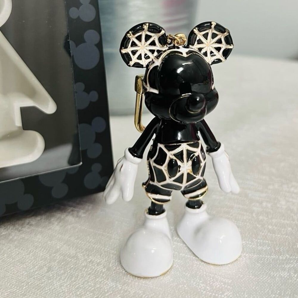Mickey Mouse Black Baublebar Spiderweb Halloween Keychain Charm NWT